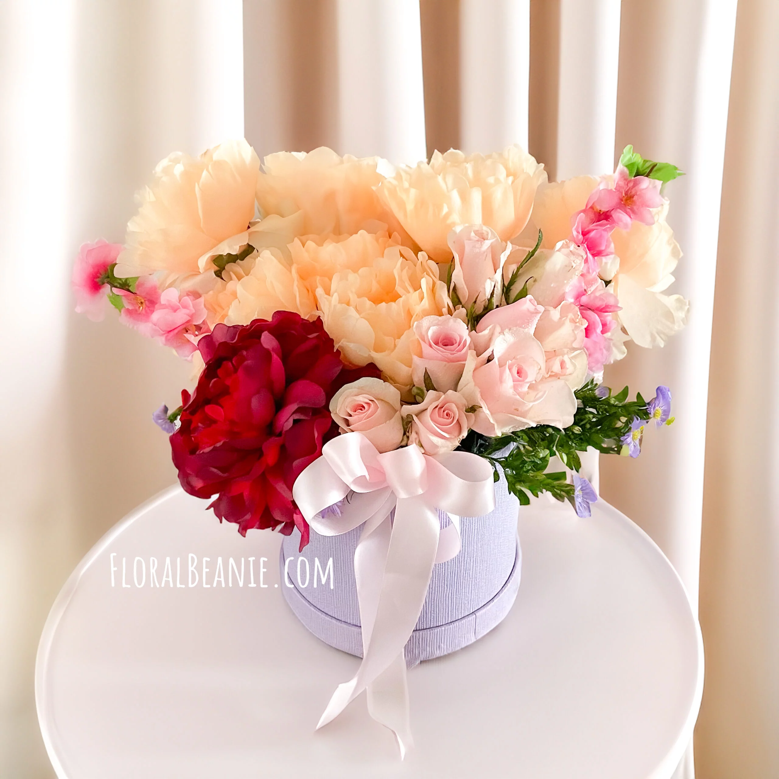 Mother's Day Peonies and Pink Rose Box Arrangement 1 Peonies and Pink Rose Box Arrangement
