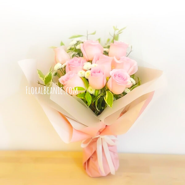 I Love You Pink Rose Bouquet with Green