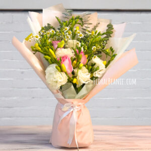 Freesia Pink Rose Bouquet Singapore