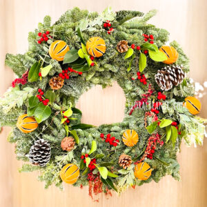 Round Orange Christmas Wreath