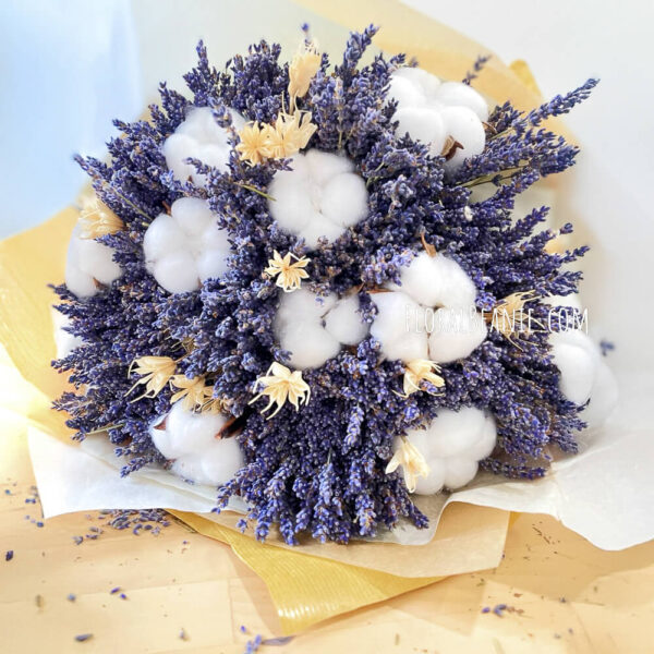 Lavender Bouquet with Cotton