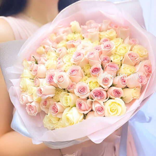 Pink and White 99 Rose Bouquet