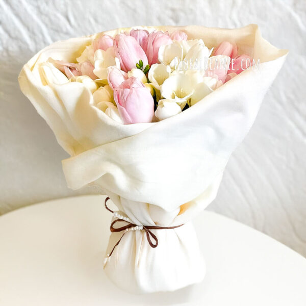 Pink and White Soft Tulip Bouquet