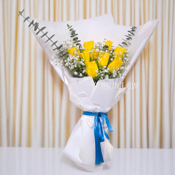 Yellow Rose Baby Breath Bouquet