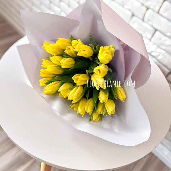 Yellow Tulip Bouquet on Table